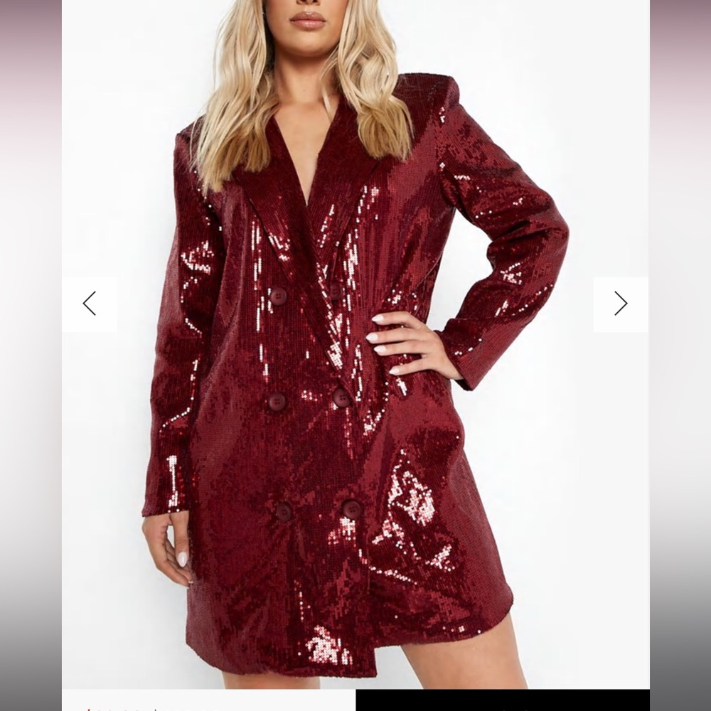 Boohoo Plus Sequin Button Blazer Dress